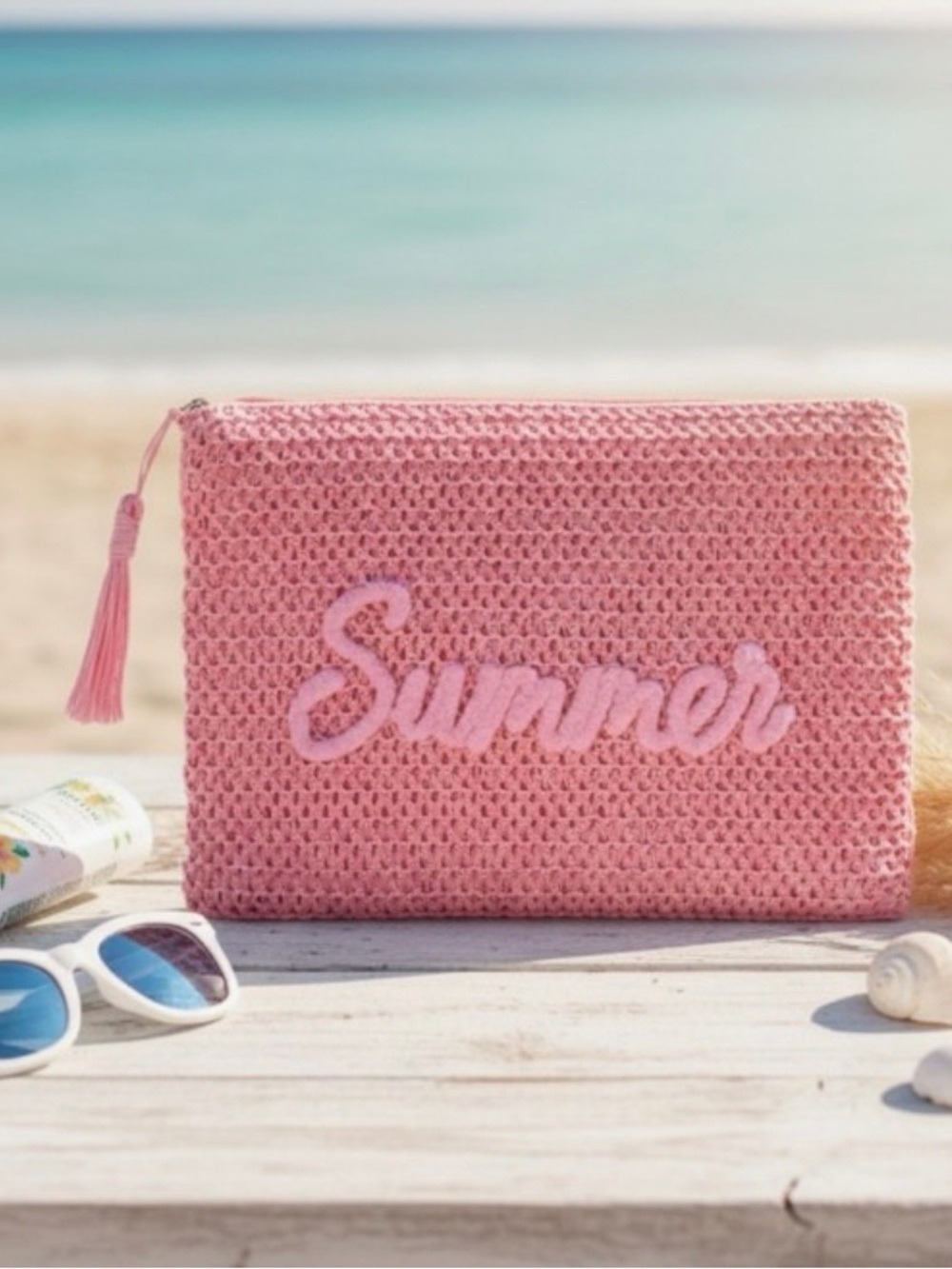 Summer Embroidery Woven Straw Zip Pouch-Host Pick!! - Picture 2 of 3